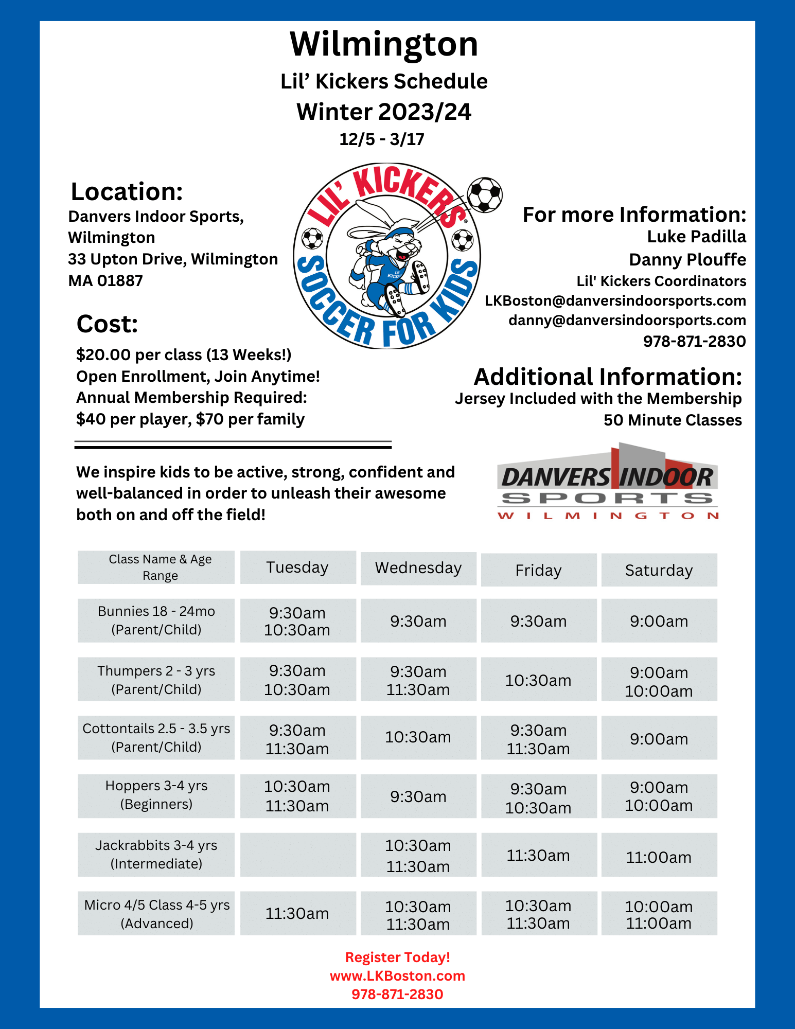 Schedules Lil' Kickers Boston